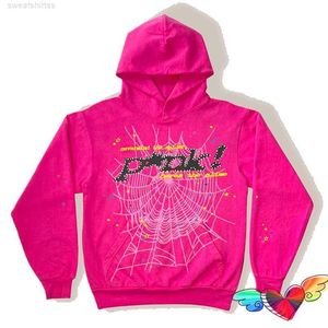 Felpe con cappuccio da uomo Felpe 2023 Young Thug Pink Sp5der 555555 Felpa con cappuccio Uomo Donna 1 1 Schiuma di alta qualità Stampa Spider Web Graphic 555555 Felpe Pullover XAL0