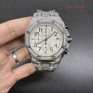 Orologio sportivo al quarzo VK da uomo Orologio sportivo in argento fatto a mano con diamanti intarsiati in acciaio inossidabile con diamanti Orologi da uomo classici di tendenza popolari