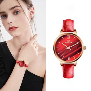 Nowa moda prosta designerka kwarcowa Watch Kobiety Mała grupa Lekkie luksusowe wysokiej klasy zegarek Wodoodporny skórzany zegarek