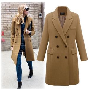 Women's Wool Blends Overdimensionera 5xl Women Winter Coat 20231 Korean Style Black Long Blend Trench Ladies Fashion Spring