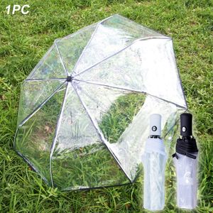 Paraplyer Bubble Dome Paraply Triple Fold hela automatisk transparent vindtät bärbar utomhusmode Strand lättvikt 230330