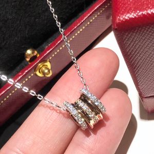 MIŁOŚĆ naszyjnik dla kobiet projektant diament czyste srebro pozłacane 18K T0P jakość oficjalne reprodukcje klasyczny styl biżuteria kryształ prezent dla dziewczyny 012