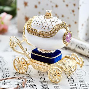 Decorative Figurines Egg Metal Cute Gold Empty Music Box Storage Musical Jewelry Valentine's Day Gift Heart Shaped Caja Mom EH50MB
