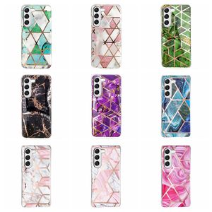 LASER MARBLE SOFT TPU IMD -fall för Samsung S23 Ultra A54 A34 A24 A14 iPhone 14 Pro Max 14 Plus Luxury Heart Flower Hybrid Geometry Butterfly Chromed Metallic Cover