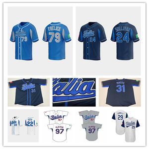 2023 Team Italy Baseball Jersey Sal Frelick David Fletcher Dominic Fletcher Ben DeLuzio Nicky Lopez Miles Mastrobuoni Vinnie Pasquantino Brett Sullivan Valente