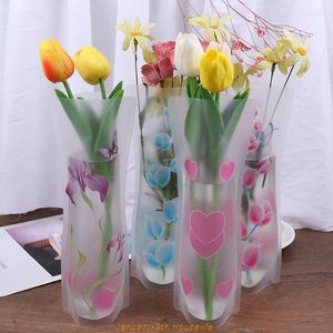 Vases Eco-friendly Unbreakable Foldable Folding Flower Plastic PVC Durable Vase Home Wedding Party Easy To Store 27 X 12cm