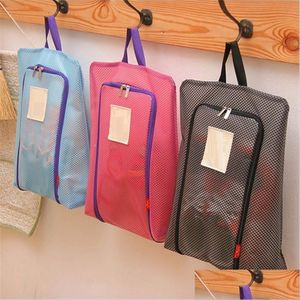 Storage Bags Portable Folding Travel Bag Waterproof Nylon Mesh Organizer Shoe Sorting Pouch Makeup Clothing Drop Delivery Home Garde Dhh4K