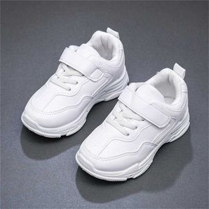 Athletic Outdoor Children Sneakers White Fashion Pu Leather Boys Girls Sport Shoes Four Season Hook-loop Leisure Non-slip 26-37 Kids Trainers W0329