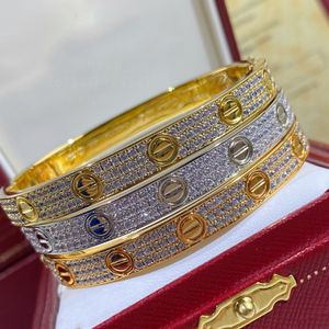 Love bangl Couple gold plated bangle for woman designer 16-19CM bracelet Set crystal 18K T0P quality highest counter quality exquisite gift 001