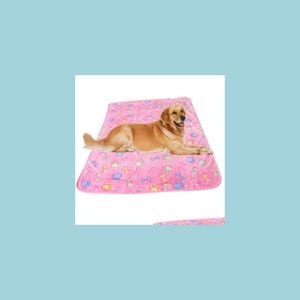 Kennels Pens Pet Blanket Paw Prints Blankets For Hamster Cat And Dog Soft Warm Fleece Mat Bed Er Drop Delivery Home Garden Supplies Dhzl4