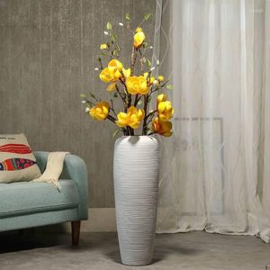 Vasi Soggiorno moderno e minimalista Pavimento nordico Grande decorazione di fiori secchi in ceramica Disposizione in stile europeo Vaso bianco