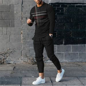 Men's Tracksuits Summer 3D Print Long Sleeve T-shirt Set Men's 2 Piece Tracksuits Street Apparel Casual 2 Piece Set Men's Super Large Men's T-shirt Set 230330