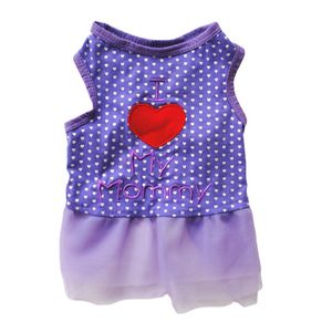 Dog Apparel Dog Ruffle Dress I Love Mommy Pattern Print Style Skirt Puppy Spring Summer Vest Comfortable Pet Clothes Supply