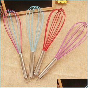 Egg Tools Creative Kitchen Tool Wire Whisk Stirrer Mixer Beater Colorf Sile rostfritt stålhandtag Drop Delivery Home Garden Dining B Dhzdn