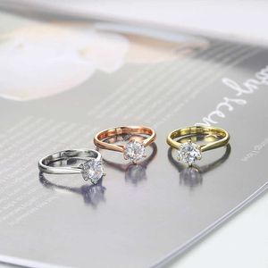 Solitärring ZHOUYANG Ringe für Frauen für immer klassische einfache Art sechs Cls Zirkonia 3 Farbe Hochzeitsgeschenk Modeschmuck KCR033 Y2303