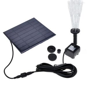 Decorações de jardim 1.2W Fonte solar Bomba de água submersível livre em pé com 4 cabeças de aspersores para diferentes fluxos