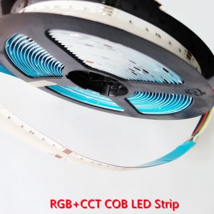 5M RGBWW LED Strip 840LEDs/m COB RGB AND CCT 5 IN1 RGB White Warm White High Density LED Flexible Tape White PCB 12MM IP20 24V RA90