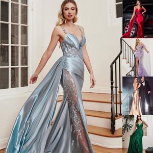 Sexy Sukienki na bal matarnie spaghetti kochanie satyn lśniący kandydaci koraliki bez pleców długość podłogi plus size niestandardowe sukienka imprezowa vestido de noite