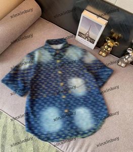 xinxinbuy T-shirt da uomo firmata 23ss Rainbow Jacquard Denim Set manica corta in cotone da donna Nero Bianco blu grigio kaki S-3XL