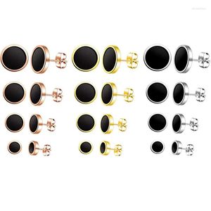 Stud Earrings 4 Pairs/12 Pairs Punk Round Different Colors Stainless Steel For Men Women 6mm 8mm 10mm 12mm A Set