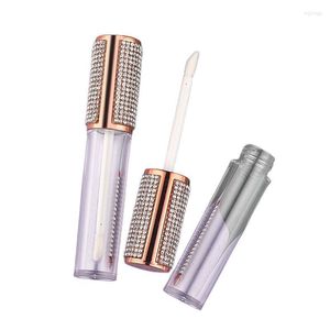 Storage Bottles 5ml Rose Gold Round Lip Gloss Tubes Clear Empty Containers Lipgloss Cosmetic DIY Pearl Diamond Tube