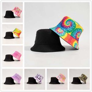 HBP Graffiti Wide Tie-Dyed Brim Unisex Bucket Hats For Women Two-Side Outdoor Foldble Bob Fisherman Girls Hat 2022 Travel Panama Sun Cap M055 P230327