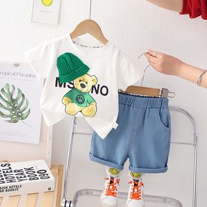 Conjuntos de roupas de bebê roupas de grife roupas de verão para crianças conjuntos tops desenhos animados camiseta shorts 2 pçs/conjunto esporte