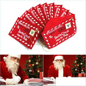 Julekorationer Santa Claus Letter Red Envelope Brodery Card Candy Bag Gift Packing Supplies Drop Delivery Home Garden Fes DH6CE