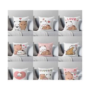 Cute Animal Pillow Case Panda Bear Hug Bubu Duda Mochi Peach Cat Throw Bedroom Sofa Bed Fashion Pillowcase for Home Garden Textiles