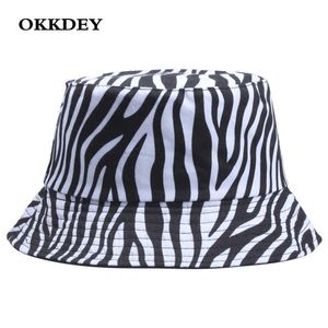 Wide Brim Hats New Fashion Summer Bucket Hat For Women Men White Zebra Striped Print Sunscreen Panama Hat Sunbonnet Outdoor Fisherman Cap P230327