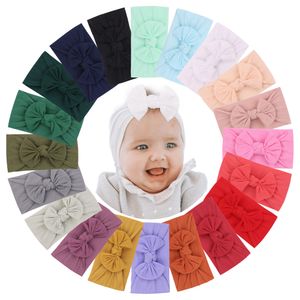 Fasce per bambini Nastro elastico Fiocchi per la testa morbidi Nylon Fascia per la testa con fiocco a tesa larga Copricapo per neonato Accessori per capelli per la testa 20 colori