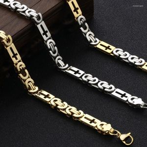 Chains Metal Necklaces For Men Stainless Steel Hollow Cross Byzantine Link Chain Gold Silver Color Jewelry Women Choker FN04