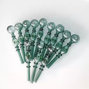 Green Glass Pipes Oil Nail Burning Pipe 5.7 inch Big Ball Pyrex Glass Burner Glassware Herb Hookah Cigarette Shisha Tube Pipes dab rig bong