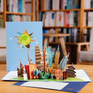 5PC Grußkarten Reise Pop Up Karte Reise Tour Souvenir 3D Hotel Geschenk für Touristen Y2303