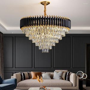 Pendant Lamps Black Light Luxury Classic Crystal Living Room Chandelier Atmospheric Villa Designer Creative Bubble Lamp Restaurant Bedroom