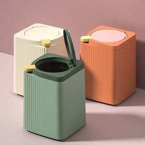 Waste Bins YOZWOO Garbage Can Family Lamp Luxury Bedroom Bathroom Living Room Kitchen Table Top with Cover Press Basket 230330