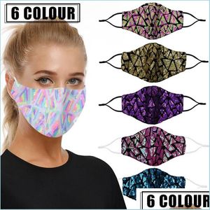 デザイナーマスクIrregar Sequinin Face Mask Colorf Fashion Washable Reusable Dustproof BlingはPM2.5フィルタードロップ配信を挿入できますDHDXC