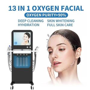 Importado 13 em 1 Microdermoabrasão hidrelétrica de dermoabrasão facial bio micro vácuo Oxigênio Máquina de jato facial Cuidado de pele Rejuvenescimento Máquina de remoção do cravo