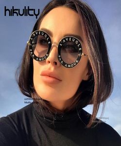 with Cute Bee Vintage Letter Eyewear Frame Round Sunglasses Women 2018 Ladies Shades Clear Glasses Men1312596