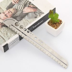 Large Stainless Steel Rule Multifunction Compass Protractor Office Outdoor Tool EDC Metal Ruler