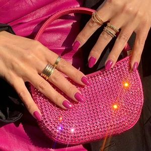 Pochette da sera con diamanti rotondi Borse e borsette con strass eleganti da donna firmate per la festa di nozze