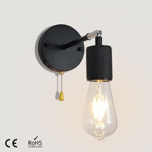 Wandleuchten Edison Wandleuchte Zugschalter Schwarze Metalllampe Einstellbare Leuchte für Bauernhausbeleuchtung