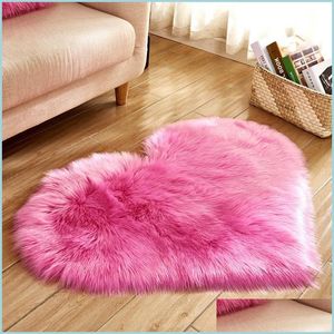 Carpets Plush Heart Shaped Mat 40X50Cm 50X60Cm Living Room Office Imitation Wool Carpet Bedroom Soft Home Non Slip Rugs Drop Deliver Dhms0