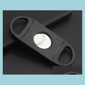 Cigarrtillbehör Ficka Plastiskt rostfritt stål Dubbla blad Cutter Knife Scissors Tobak Black New Wholesale Drop Delivery Home DH8MI