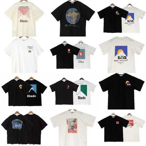 2023サマーメンズデザイナーTシャツRhudeカジュアルシャツMan Womens TEES短袖