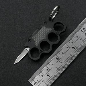 Mini Outdoor EDC Knife Boxing Shape Letter Opener Aluminum Carbon Fiber Handle Portable Lightweight Key Ring Decoration217h