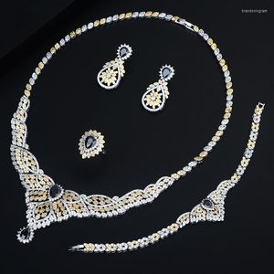 Necklace Earrings Set Be 8 Full Cubic Zirconia Big Pendientes Jewelry For Women Bridal Wedding Accessories Parure Bijoux Femme S446