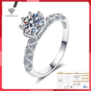 Кластерные кольца Оригинальный 925 Серебряный серебро высокого качества роскошного кольца годовщина D Color 1ct 2ct Moissanite Ringcluster