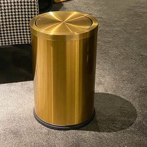 Waste Bins Stainless steel trash cans can be metal gold elegant bathroom trash cans containers recycling robots De Basura cleaning tools 230330