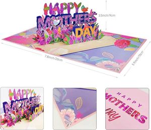 5pc gratulationskort 6 stycken 3D Hälsningar Mothers Day Flowers Pop Up Card Tack gåva med kuvert fru mammor mormor för glada valentiner y2303